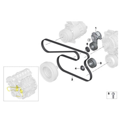 Multi Rib Belt 6PK1990 11287549150 Compatible With BMW 3 (E90), 5 (E60), X3 (E83) (CONTINENTAL)