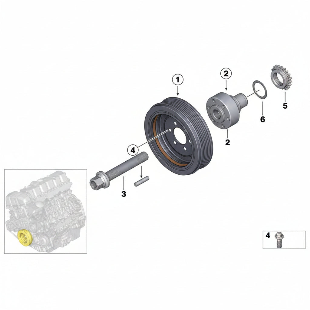Crankshaft Pulley 11237580391 Compatible With BMW 5 Series F10 Tag-CP-07