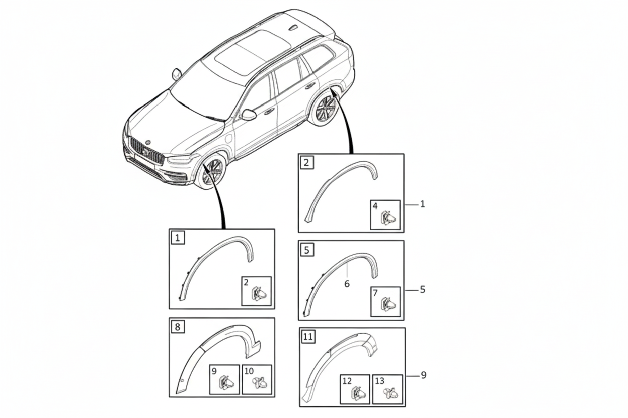 Rear Left  Wheel Arch (EYEBROW) 39849990 Compatible With VOLVO XC90 N.M (Big) Tag-EY-31