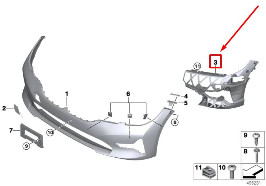 Fog Lamp Bracket Set Left 51117422247 Right 51117422248 Compatible with BMW 3 Series G20 (2019-2022) Tag No.1841