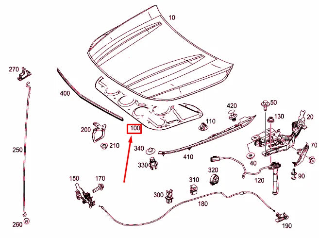 Engine Hood Insulation Pad 1176820026 A1176820026 Compatible With MERCEDES-BENZ CLA Coupe C117 Tag No.2