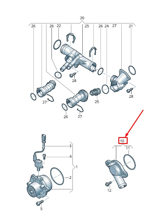 Engine Coolant Pipe Hose 04L121131J 04L121131AA 04L121133AA 04L121131E Compatible With AUDI A3 Limousine (8VS, 8VM) | A3 / S3 & Q3 (8UB, 8UG) & SKODA KODIAQ I (NS6, NS7, NV7) & OCTAVIA III (5E3, NL3, NR3) Tag No.59