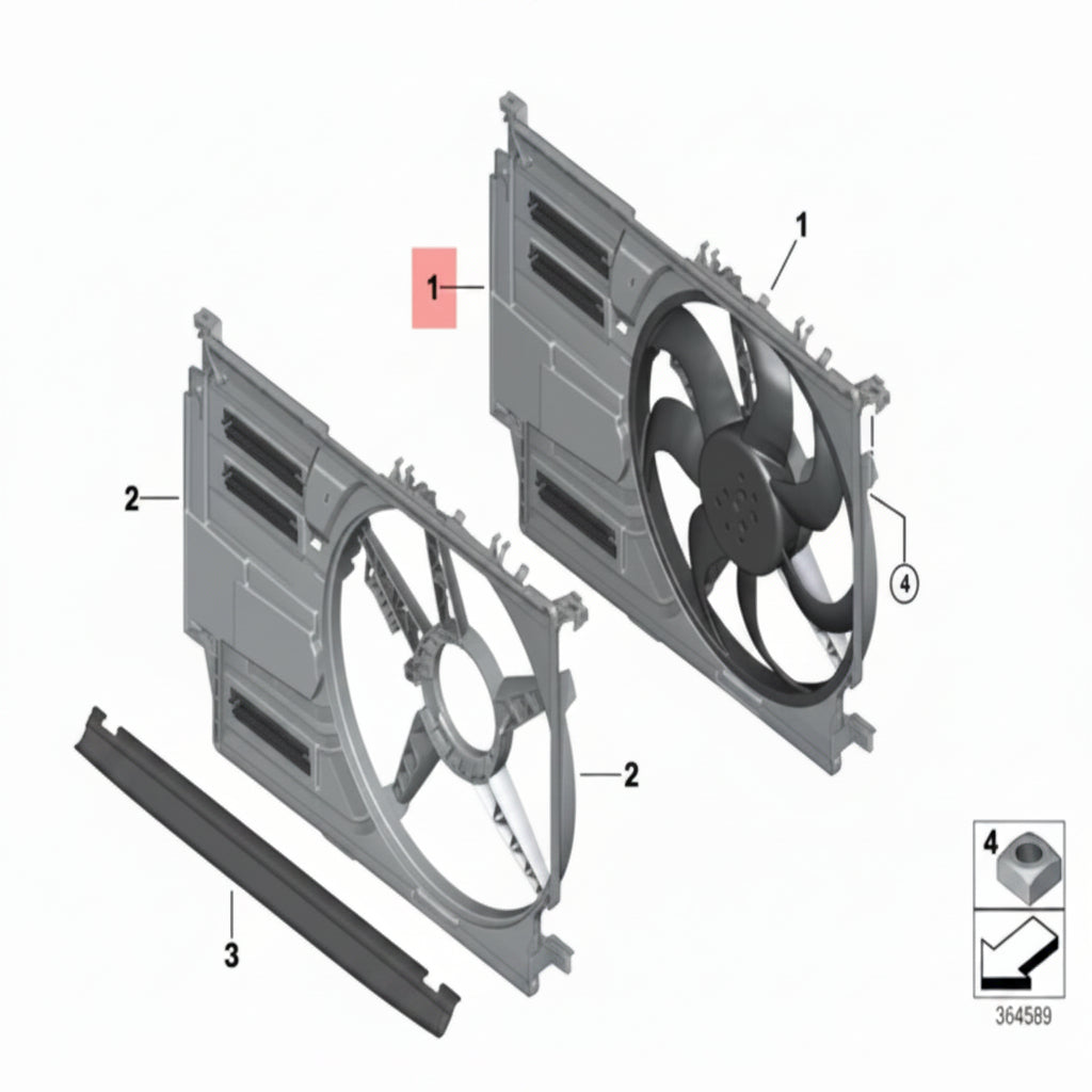Engine Radiator Cooling Fan Assembly 17427617610 Compatible With MW X1 (F48) & MINI MINI (F56) | MINI / COOPER