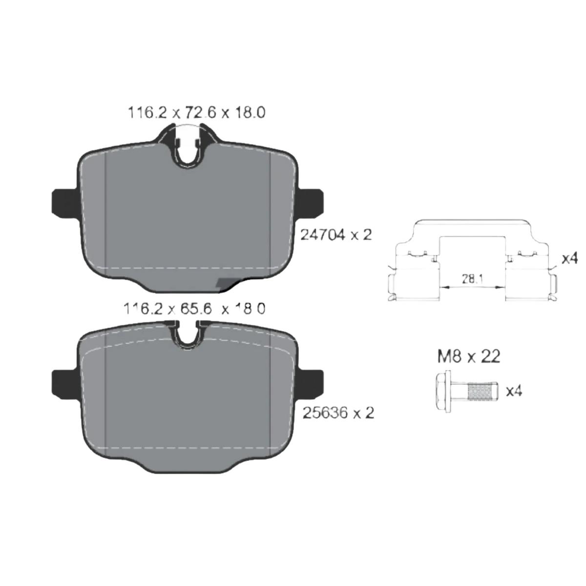 Rear Brake Pad 34216870552 2470401 P060101 Compatible With BMW 3 Series G20 G80 G28 & 5 Series G30 F90 & 6 Series Gran Turismo G32 & 7 Series G11 G12