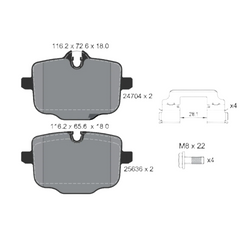 Rear Brake Pad 34216870552 2470401 P060101 Compatible With BMW 3 Series G20 G80 G28 & 5 Series G30 F90 & 6 Series Gran Turismo G32 & 7 Series G11 G12