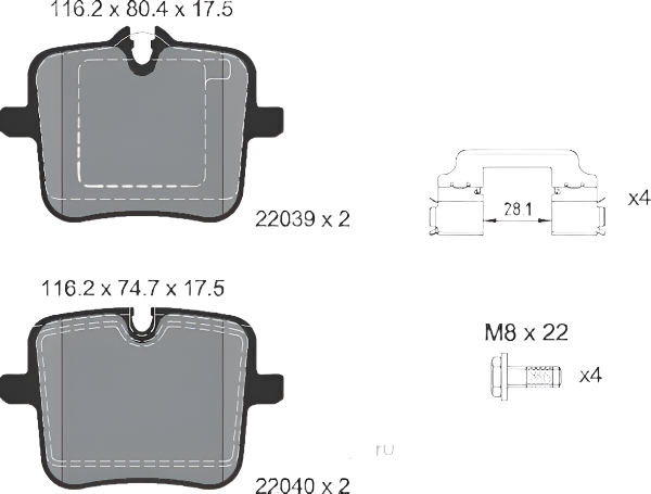 Rear Brake Pad 34208092823 2203901 P060109 Compatible With BMW 3 Series G20 G80 G28 & 5 Series G30 F90 & 6 Series Gran Turismo G32 & 7 Series G11 G12 & X5 G05 F95