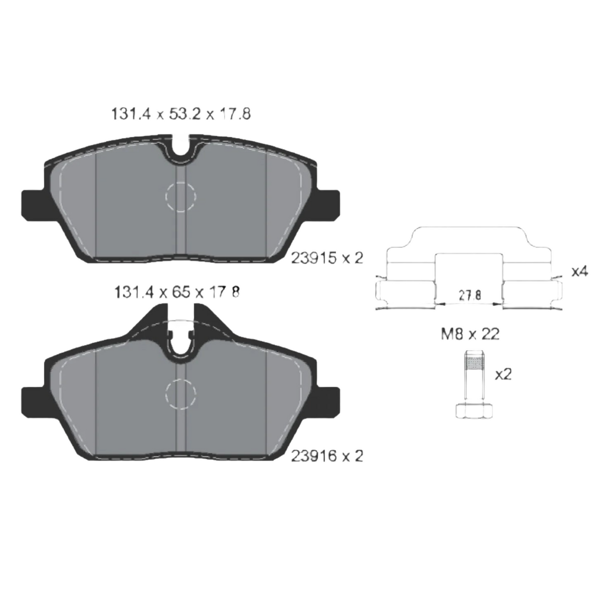 Front Brake Pad 34116772892 2391503  P06034 Compatible With MINI COOPER F55 & MINI F56