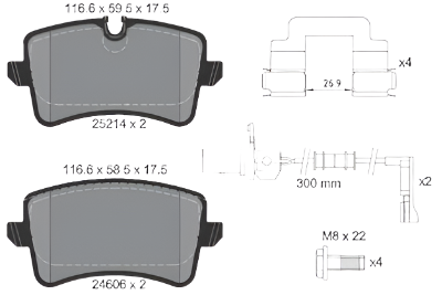 Rear Brake Pad 4G0698451A 2521401 2521402 P85117 Compatible With AUDI A8 D4