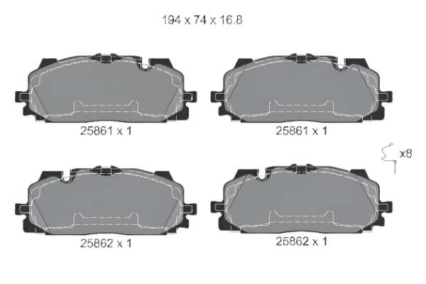 Front Brake Pad 4M0698151AA 2586101 P85165 Compatible With AUDI A5 & A6 C8 & A8 & Q5 & Q7