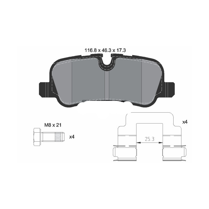 Rear Brake Pad LR010664 2419201 2419101 P44013 Compatible With LAND ROVER RANGE ROVER SPORT I L320 & DISCOVERY IV (L319) | LR4