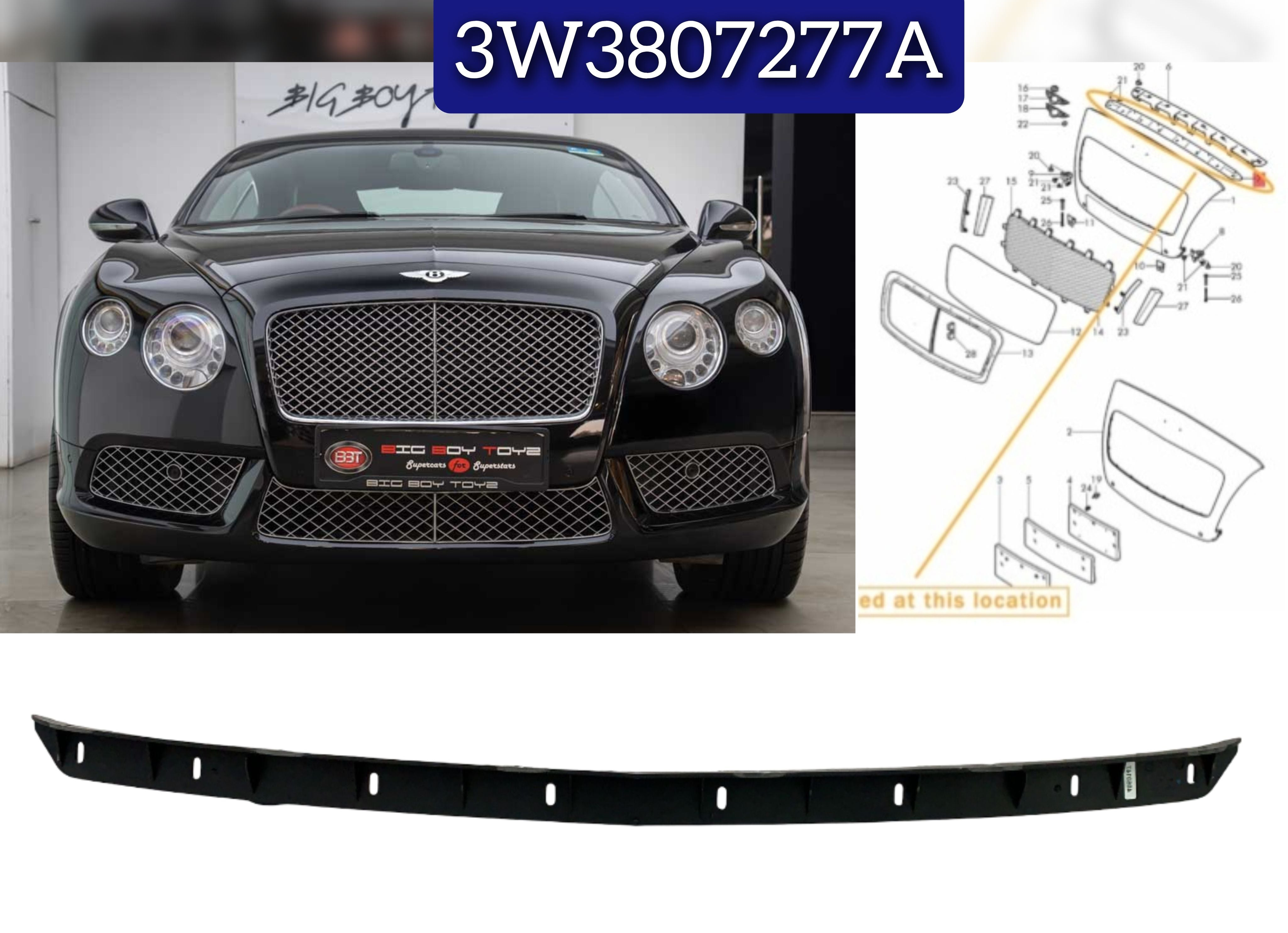 Show Grill Bracket 3W3807277A Compatible With Bentley GT (2012-2015) Tag No.4102