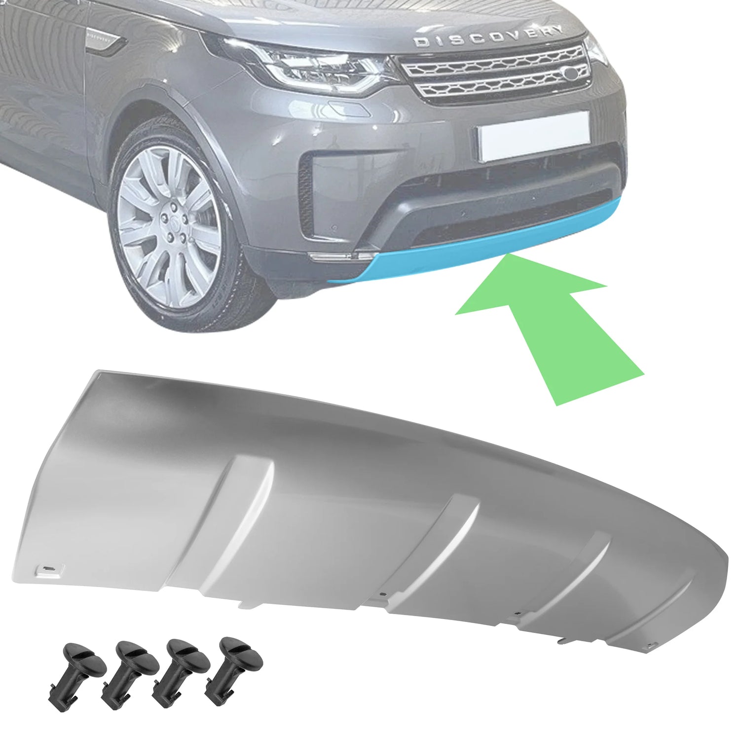 Front Bumper Tow Eye Cover (Silver) Compatible With Land Rover Discovery 5 L462