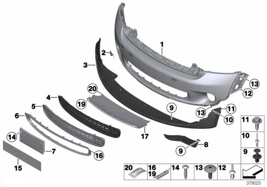 Bumper Grille Stripe 51119804004 Compatible With Mini Cooper S (R56) Tag No.77