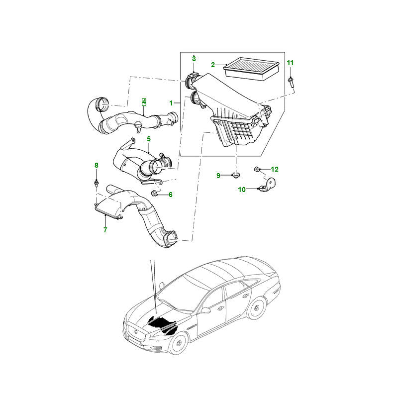Air Intake Tube Hose Pipe C2D36201 & AW939A673AB Compatible With Jaguar & XJ (X351) & For XJL