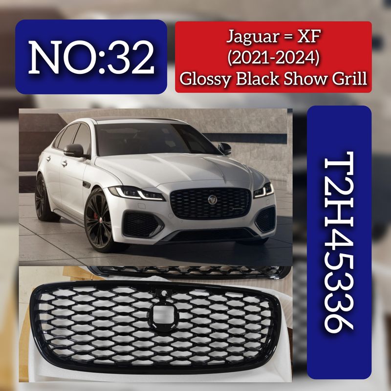 Glossy Black Show Grill T2H45336 Compatible With Jaguar XF (2021-2024) Tag No.32