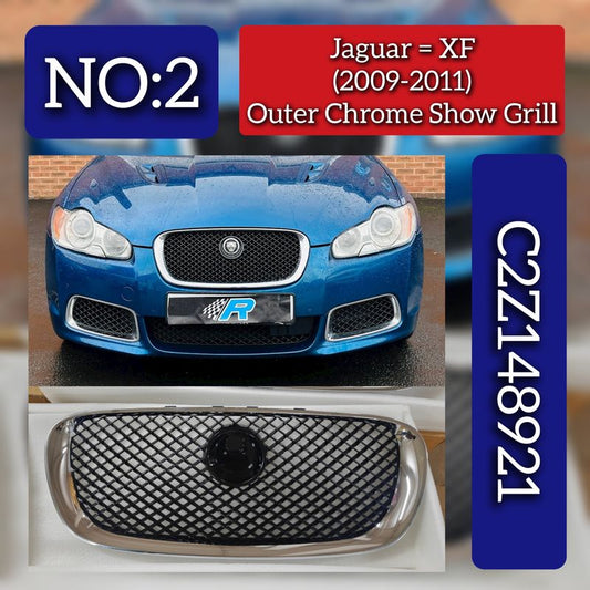 Outer Chrome Show Grill C2Z148921 Compatible With Jaguar XF (2009-2011) Tag No.2
