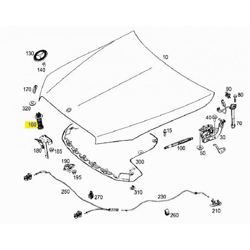 Bonnet Hood Spring Set Left & Right 2538800027 Compatible with MERCEEDES BENZ GLC X253 & W166