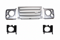 Front Grille And Headlamp Surrounds (Silver) Compatible With Land Rover Defender