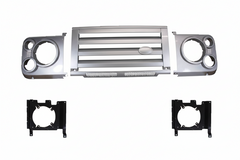 Front Grille And Headlamp Surrounds (Silver) Compatible With Land Rover Defender
