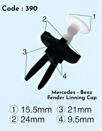 Fender Linning Clips (Set of 10) Code:390 Compatible With Mercedes Benz