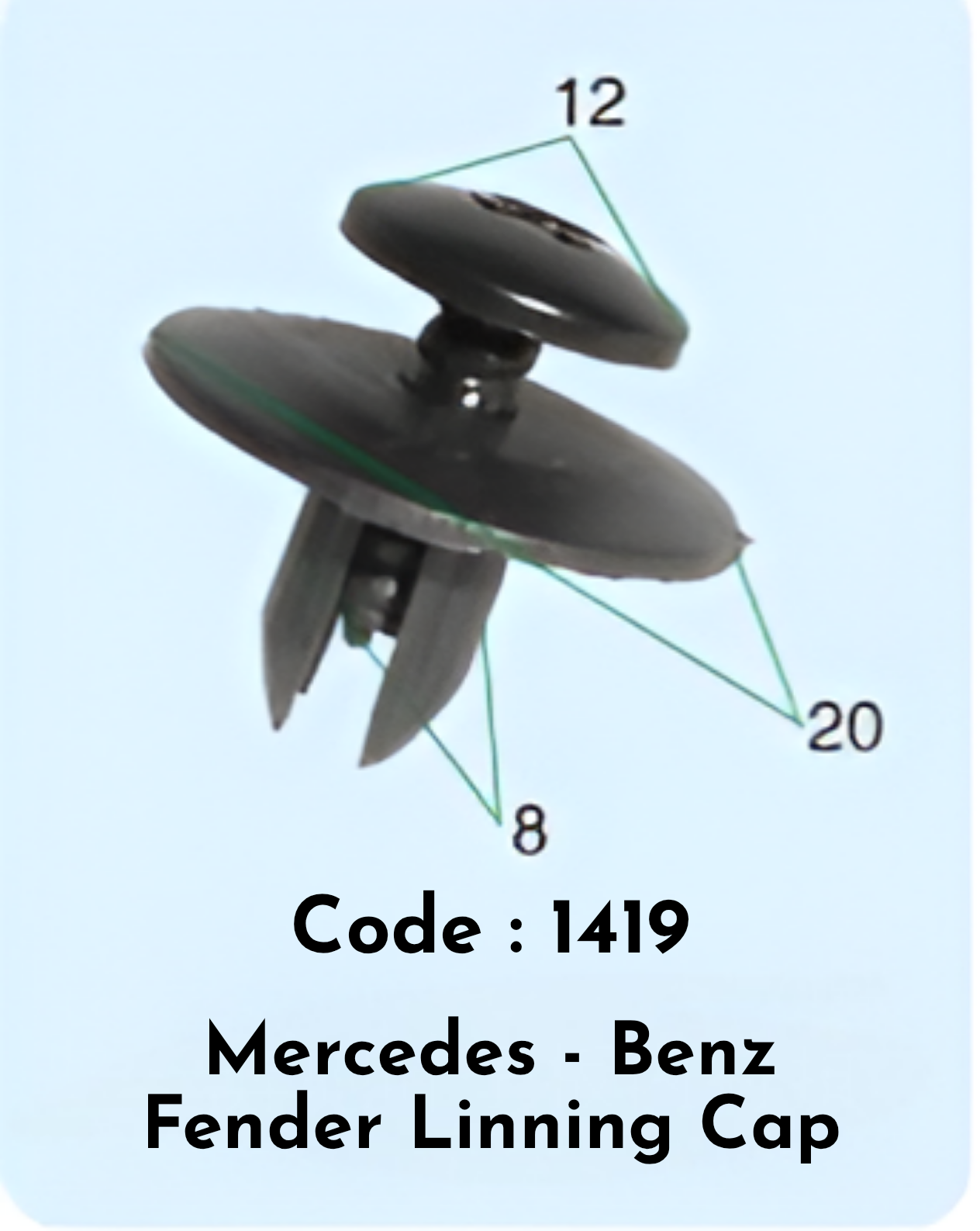 Fender Linning Clips (Set of 10) Code:1419 Compatible With Mercedes - Benz