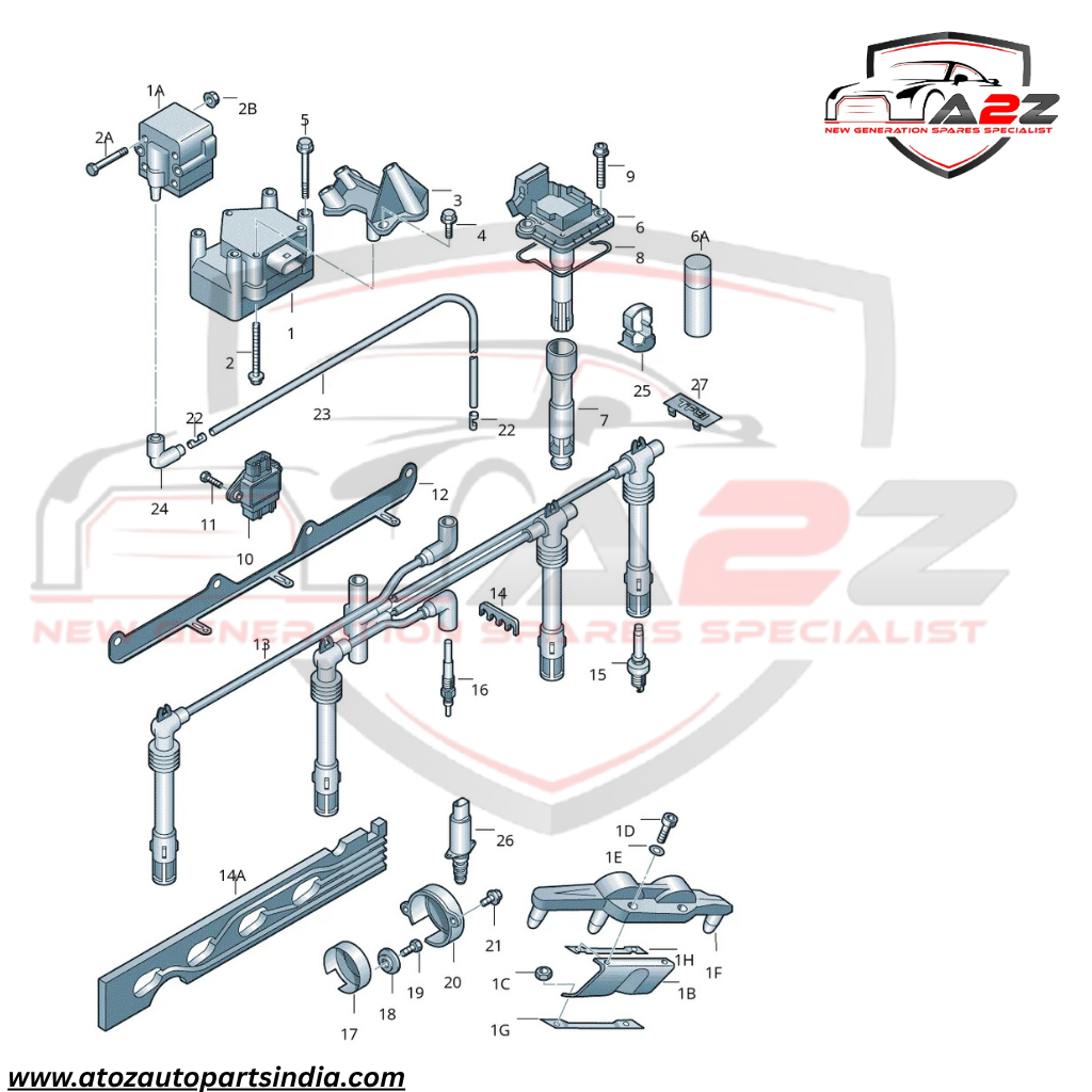 Ignition Coil 06A905097 06A905097 06A905097A Compatible With SKODA OCTAVIA I (1U2) & VW NEW BEETLE (9C1, 1C1)