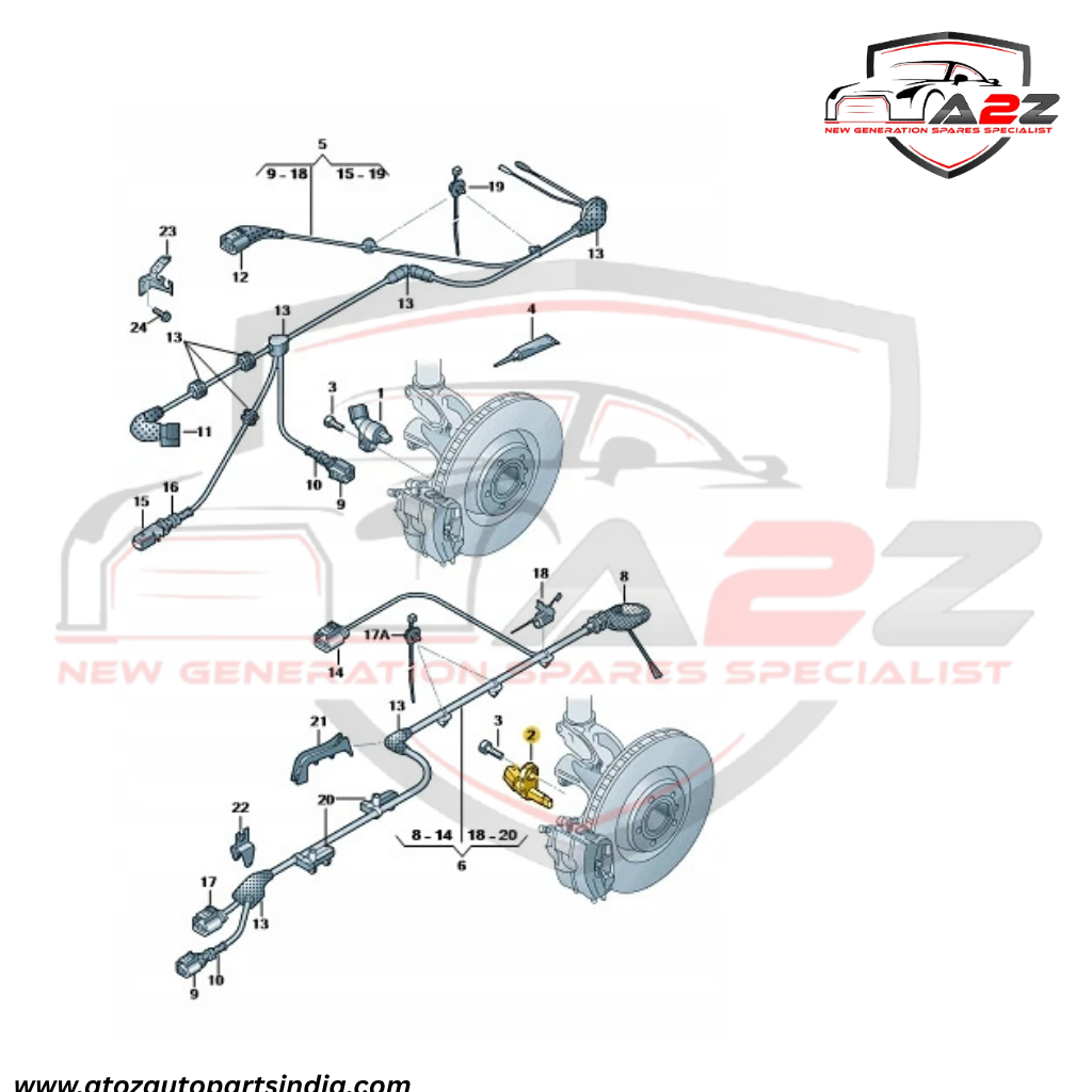 Front Right Wheel Speed Sensor 7H0927804 WHT003856 WHT003856D Compatible With AUDI Q3/Q7 (8UB, 8UG)