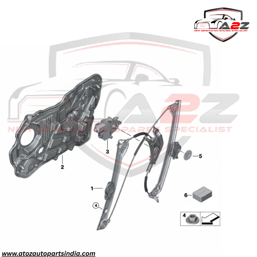 Rear Right Power Window Regulator 51358494806 Compatible with BMW 6 Series Gran Turismo G32