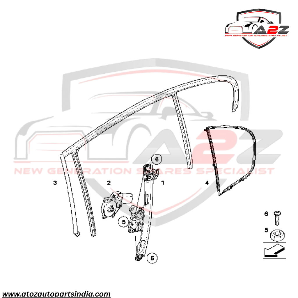 Rear Right Power Window Regulator 51357140590 Compatible with BMW 3 Series (E90)