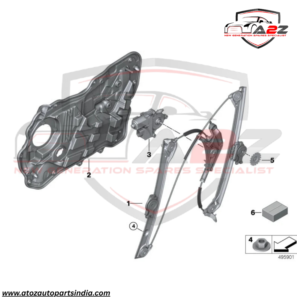Rear Left Power Window Regulator 51358494805 Compatible with BMW 6 Series Gran Turismo G32