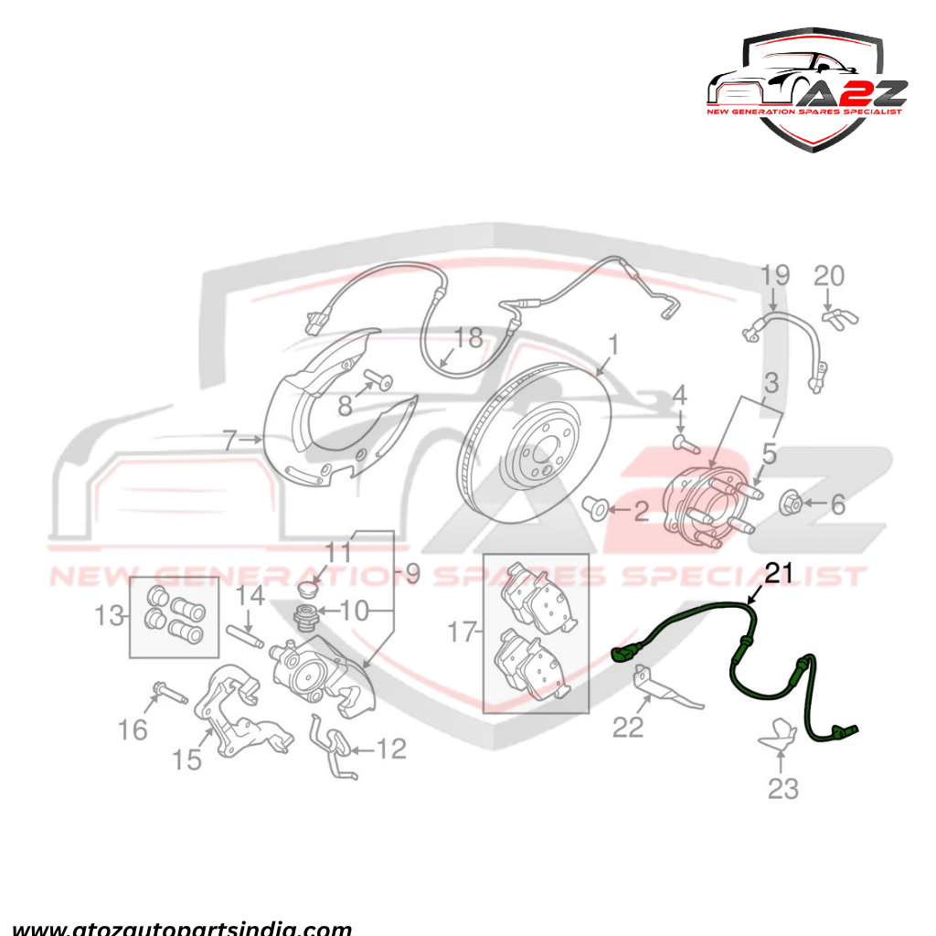 Front ABS Wheel Speed Sensor LR090860 & J8A29E731AA J8A29E731AB T4A12595 T4A41082 Compatible With LAND ROVER & RANGE ROVER VELAR (L560)