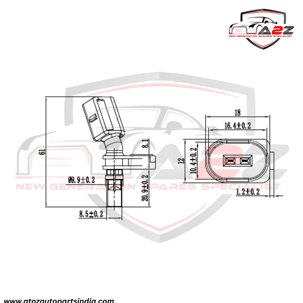 Front Right ABS Wheel Speed Sensor 6Q0927804A 6Q0927804B WHT003860 WHT003860B Compatible With VW POLO V 6R1, 6C1