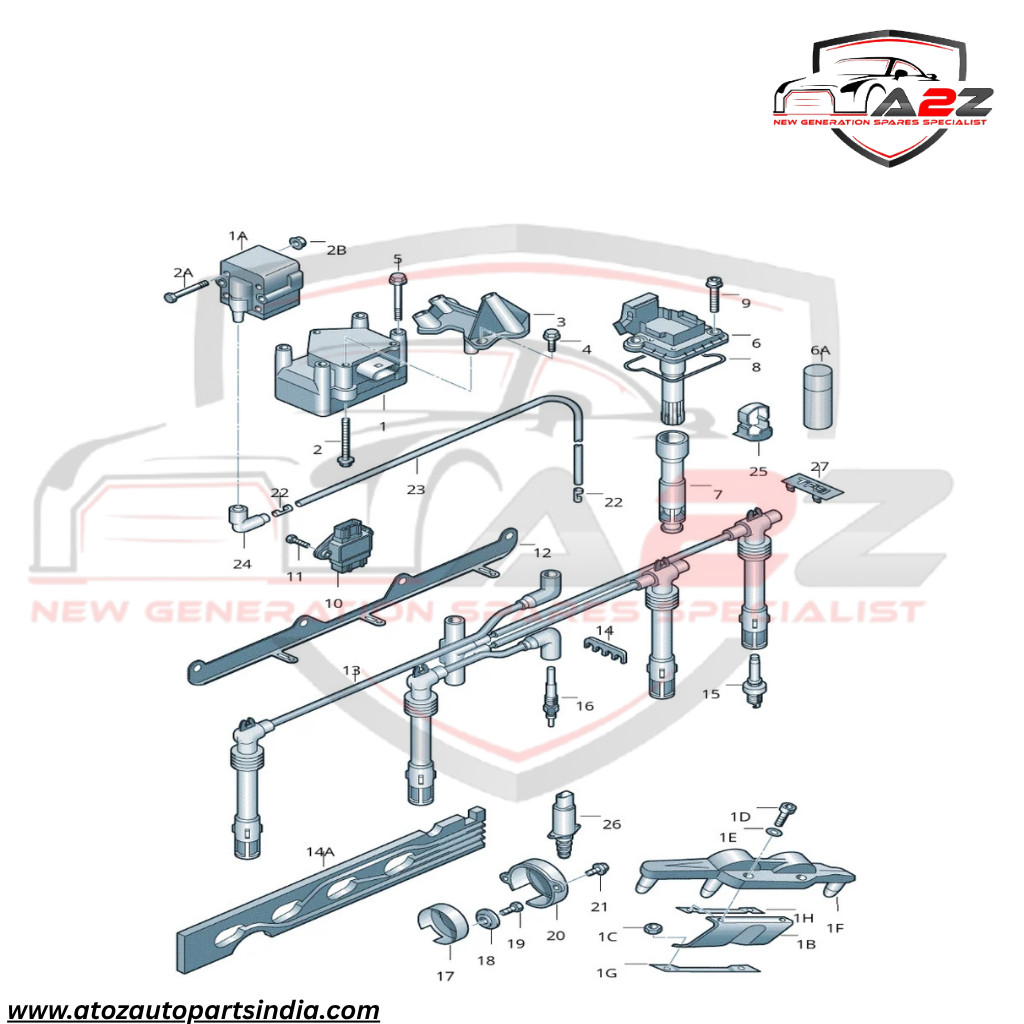 Ignition Coil 06A905115D 06A905115 06A905115C Compatible With SKODA OCTAVIA I (1U2) & OCTAVIA I Combi (1U5) (2001-06)