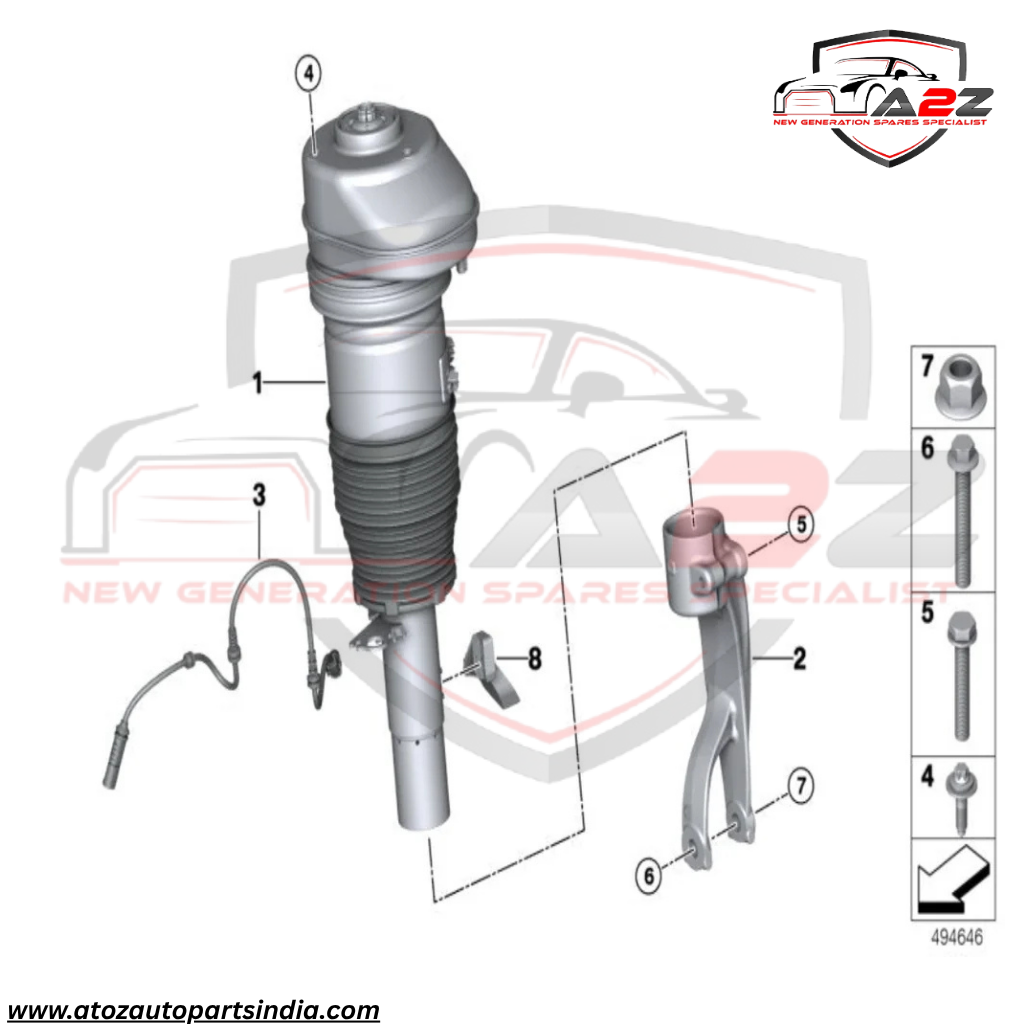 Front Left  Air Suspension Shock Absorber Strut 37106869035 37106869029 37106869031 37106892425 Compatible With BMW BMW X5 G05 & X6 G06 & X7 G07