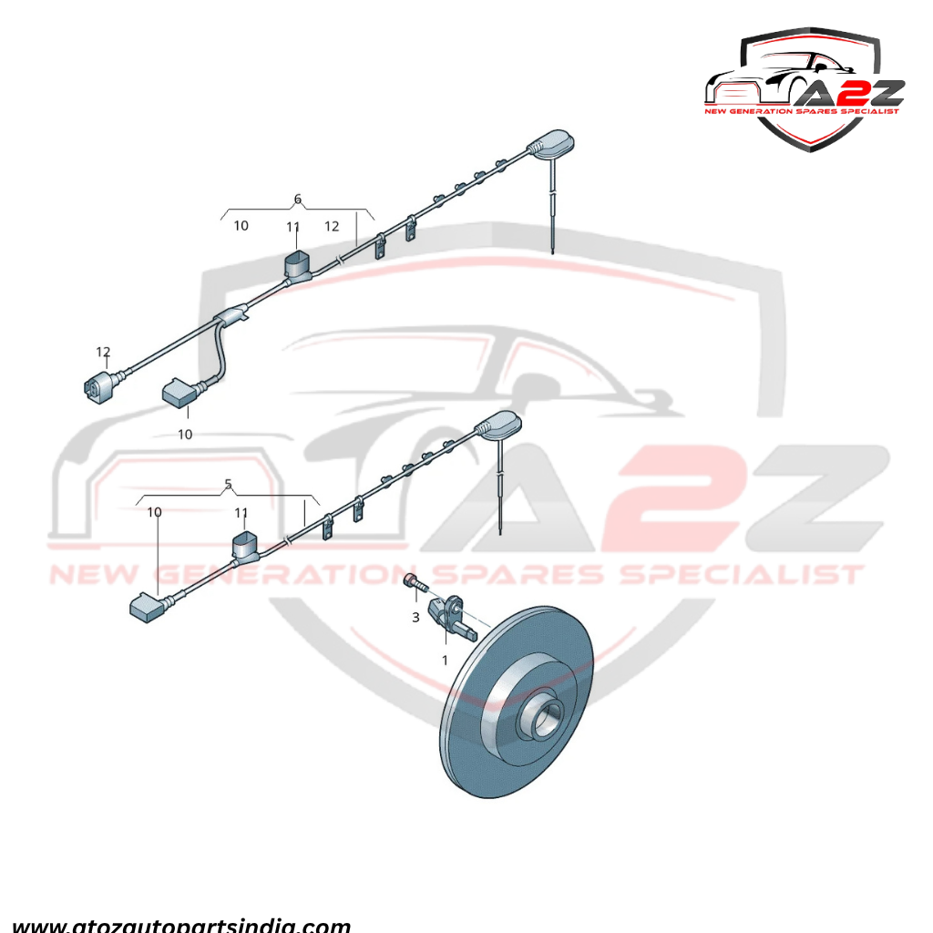 Rear Left ABS Wheel Speed Sensor Grey 1K0927807A WHT003859A WHT003859B 1K0927807 WHT003859 Compatible With AUDI Q3 8UB, 8UG