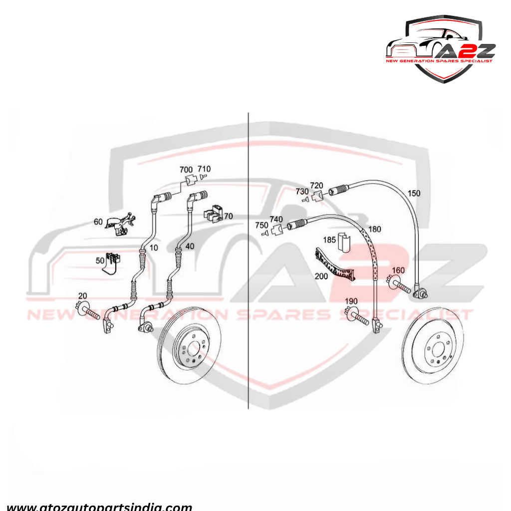 Front Left/Right ABS Wheel Speed Sensor A2515400817 A2514403737 A2514404937 A2514408013 A2515401117 A2519055700 A2545400817 Compatible With MERCEDES-BENZ R-CLASS W251