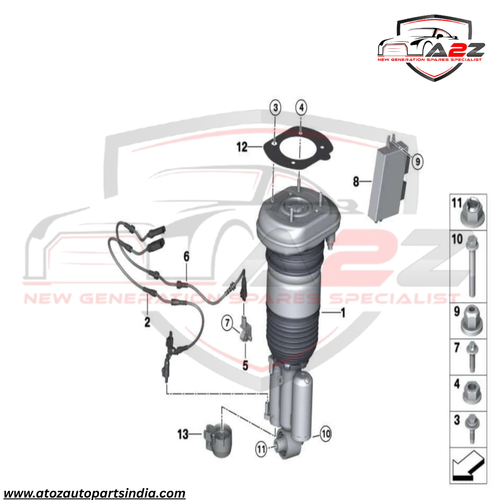Rear Right Air Suspension Shock Absorber Strut 37106866714 37106882826 Compatible With BMW 6 Gran Turismo (G32) & 7 Series (G11, G12)
