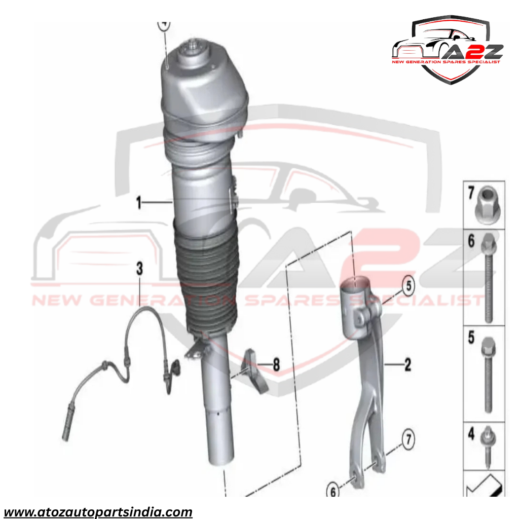 Front Right Air Suspension Shock Absorber Strut 37106869036 37106869030 37106869032  37106892426 Compatible With BMW BMW X5 G05 & X6 G06 & X7 G07 (