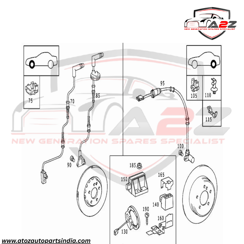 Rear Right ABS Wheel Speed Sensor 1725400717 A1725400717 Compatible With MERCEDES-BENZ SLC (R172) SLK (R172)