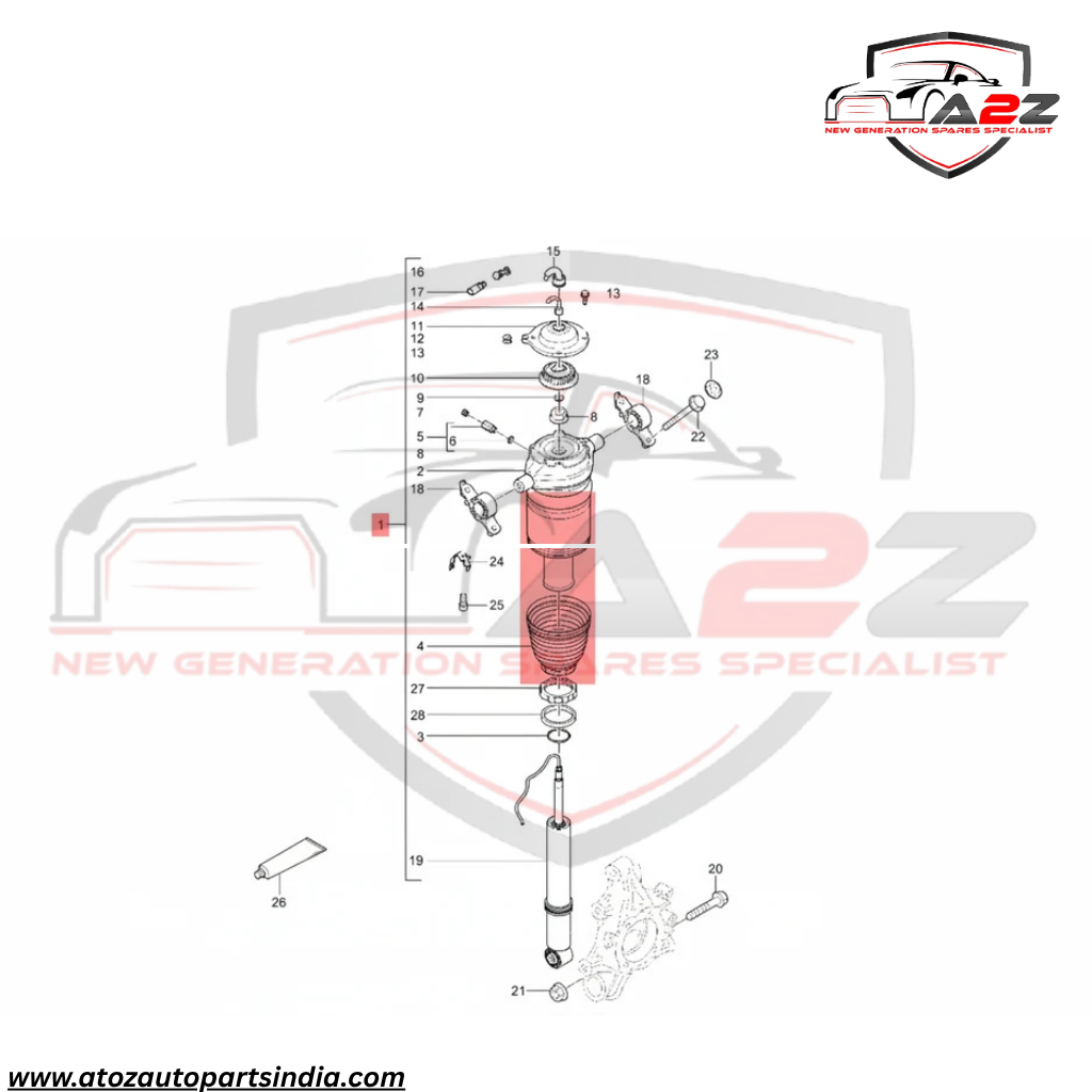 Rear Left Air Suspension Shock Absorber Strut  95835801950 95835801940 95835801941 95835801942 95835801951 Compatible With PORSCHE CAYENNE (92A) & VW TOUAREG (7P5, 7P6)