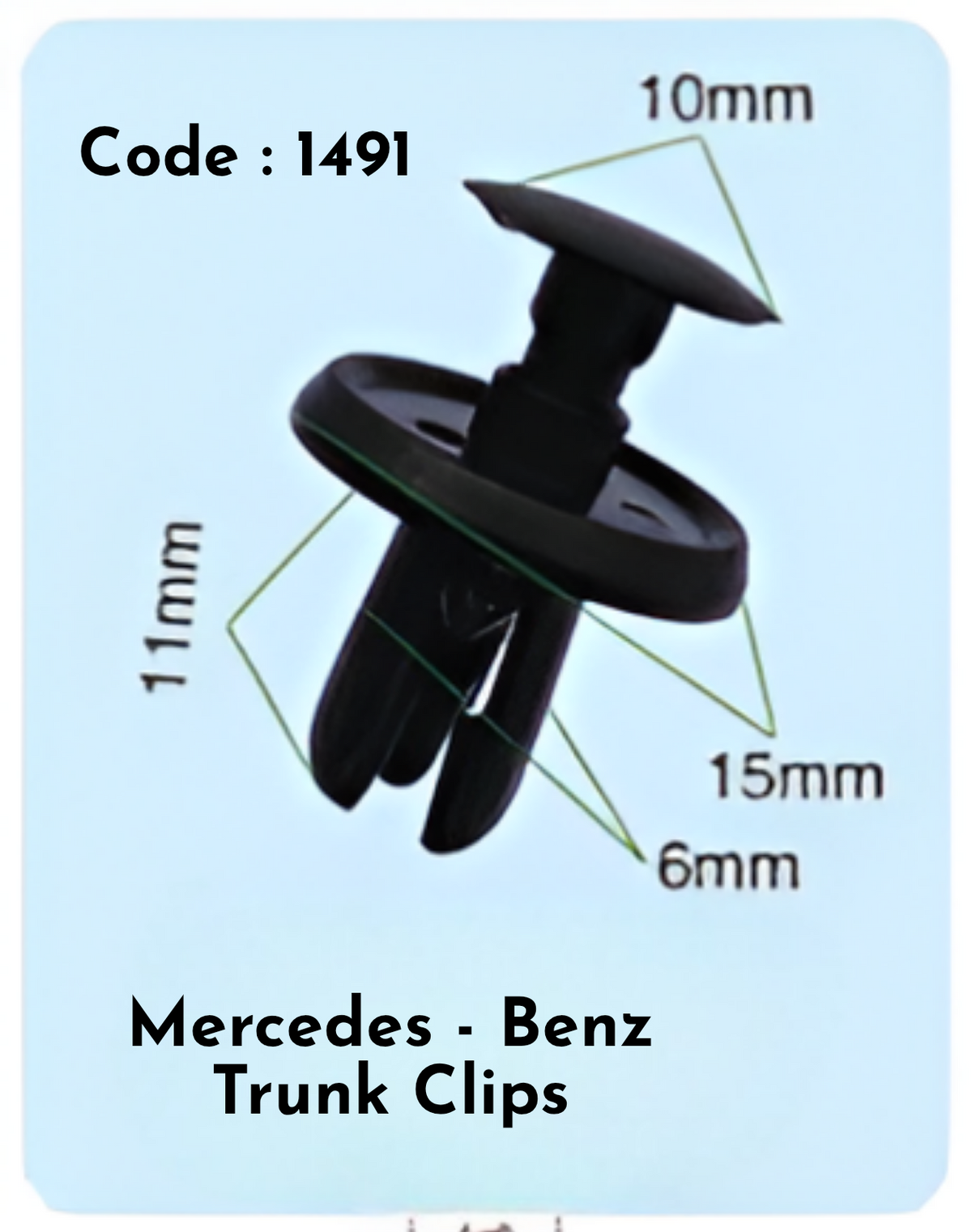 Trunk Clips (Set of 10) Code:1491 Compatible With Mercedes - Benz